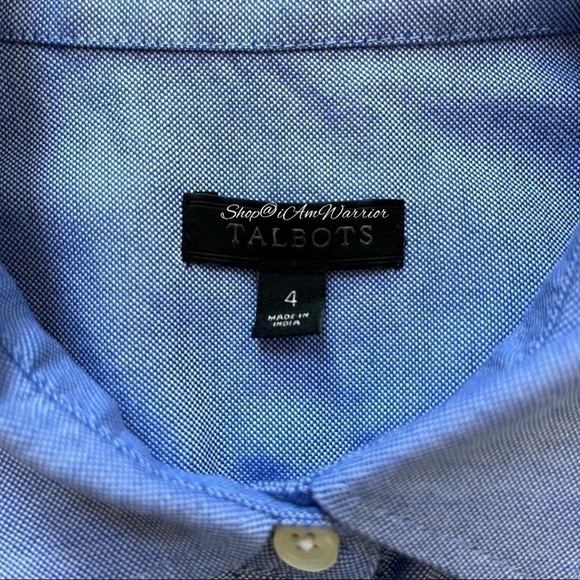 Talbots hand applied fleur rhinestone embellished chambray top *shop@iamwarrior - Picture 8 of 9